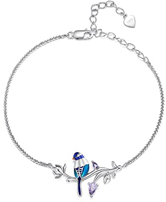 NewL Vogel-Armband aus Sterlingsilber, niedliches Tier-Vogel-Armband, Glücksarmband, Geschenk für Frauen, Stein, Zirkonia