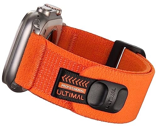 ULTIMAL Kompatibel mit Apple Watch Series10 Armband Series 9/8/7/6/5/4/SE/SE2, Nylon Loop Klettverschluss Armbnad für 49mm/46mm/45mm/44mm(Orange)