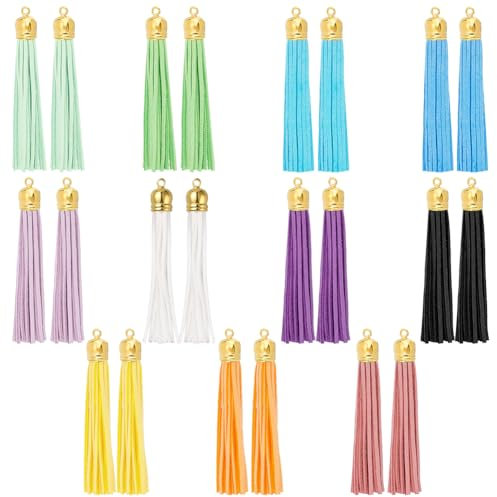 PH PandaHall 22 Stück Lederquasten 11 Farben Kunstleder Quasten Schlüsselanhänger Quasten Dekoration Quastenanhänger Mit Schlaufe Für Lesezeichen Armband Schlüsselanhänger Handy Gurte DIY