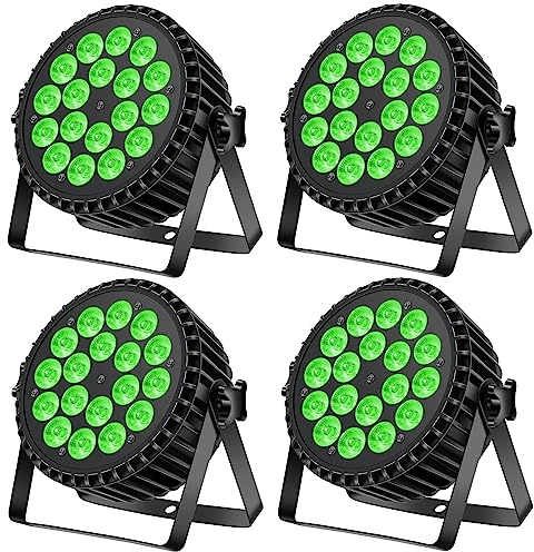 Ukfog 4PCS 200W 18 LED Par Scheinwerfer 8CH Par LED Licht RGBW+DMX Strobe Sound Aktiv Modus LED Bühnenlichter Strahler Discolicht Partylicht für Hochzeit/Partys/Kirche/Club/DJ-Live-Show