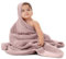Comfy Cubs Baby-Kapuzenhandtuch aus 9-lagigem Musselin-Baumwolle, groß (32 x 32), ultraweich, warm und saugfähig. Niedlicher Unisex-Bezug für Mädchen und Jungen (1 Stück, Mauve)