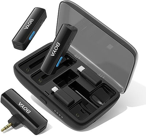 BOYA BOYALINK Dual Microphone System & Lightning & USB-C Inputs for iPhone, Android Smartphones/DSLR Camera