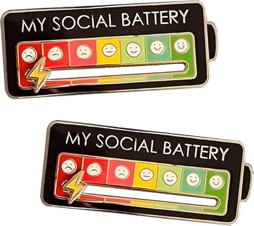 Gehanico Social Battery Pin 2023 New My Social Battery Creative Lapel Pin My Mood Tracker Pin Fun Enamel Emotional Pin 7 Days A Week Move to The Mood As You (Schwarz *2)