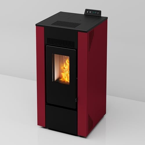 Stufa a Pellet ventilata Alida 9 Stagna 8,74 Kw Bordeaux 4 Stelle 83,70 m2 riscaldabili On Fire Line (Stufa)
