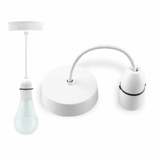 LORD C B22 Ceiling Pendant Bayonet 228mm 9 inch Bulb Holder Bulb Fitting Set Lamp Hanging for Living Room Dining Room Bedroom Kitchen Supplies Home Accessories 1pc (White, 9)