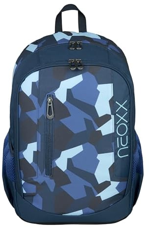 neoxx Rucksack FLOW Camo nation - Rucksack für die Schule und Freizeit mit 2 Fächern – Volumen ca. 20 Liter