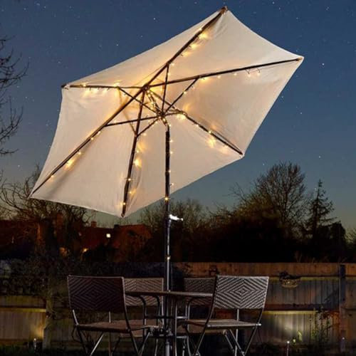 mysmartbuy.com Solar Powered Parasol String Lights with 8 Branches – Weather Resistant Fairy Lights for Outdoor Garden Umbrellas with 72 LEDs, Contact & Flashing Lighting Modes - Each Branch L135cm