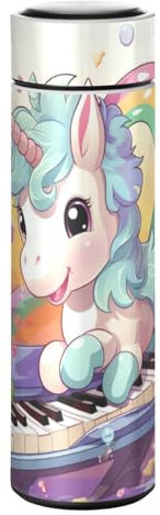 LINNIKEEEE Unicorno Carino Arcobaleno Borraccia Termica - Acciaio Inox,A Prova Di Perdite Bottiglia D'Acqua Inossidabile Isolato per Ragazzi Ragazze