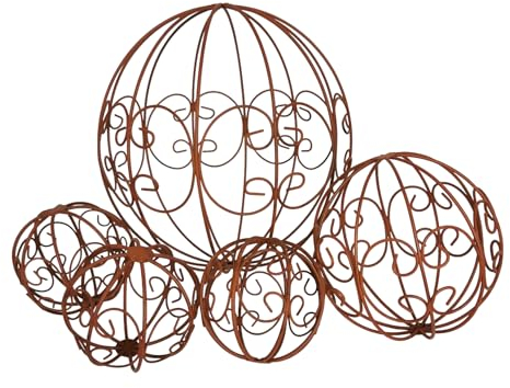 Goldbach Metallkugeln 5er Set 24/15 / 10cm Gartenkugeln rostfarben Ornament Kugel Rost Dekokugel Eisen