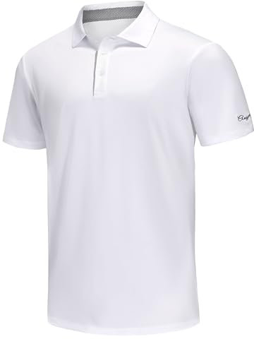 ANGEL CITIZ Poloshirt Herren Sport Atmungsaktives Anti Geruch Schnelltrocknend Casual Outdoor White L