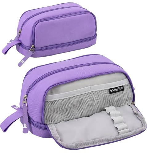 Julian Ross Astuccio 4in1 con 4 Scomparti per la Scuola o il Tempo Libero, Trousse per il Trucco Ragazza, Portapenne Bambini, Multiscomparto (Viola)