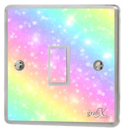 Rainbow Twinkle Stars Pattern Light Switch Sticker Vinyl/Skin Cover sw162