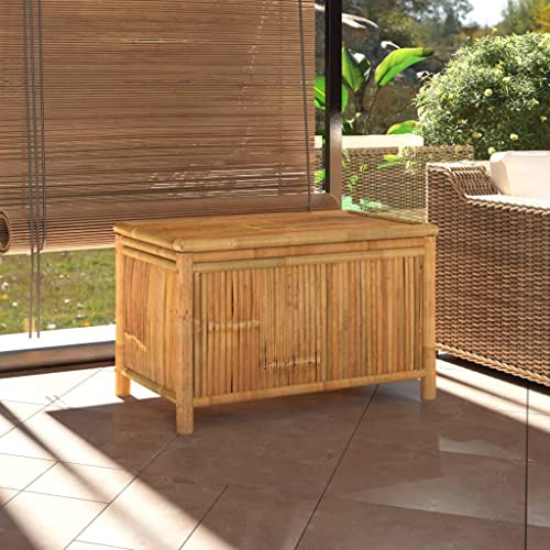prissent Gartentruhe 90x52x55 cm Bambus Storage Boxes Sitztruhe mit Stauraum Deckboxen mit Stauraum Garten Gartentruhe Sitzbank Outdoor Gartenmöbel Bambus Gartenbox
