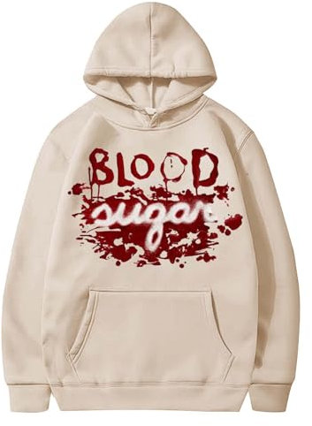 CCOOfhhc Damen Hoodie mit blutigem Buchstaben, für den Alltag, Halloween-Kapuzenpullover, lässig, hübsch Thermobekleidung Damen (Beige, XL)