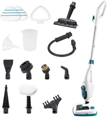 Di4 SteamClean Multi 12 ProMax, Lavapavimenti a Vapore Multifunzione 12 in 1, 1500W, Elimina 99,9% di Virus e Batteri, Scopa Vapore ECO, Steam Cleaner per tutta la casa, Pulitore Vetri, Pulisci Divano