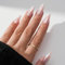 24PCS White French Chrome Glitter Press on Nails – Glossy Almond Shape Full Cover Handmade Acrylic Fake Nails, Reusable Stick-On Nail Tips for Women, Elegant Look for Any Occasion