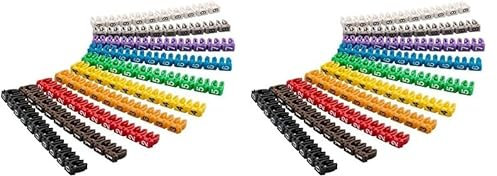 Goobay 72513 Kabelmarkierer Clips mit Ziffern 0-9 / Für 2,8-4,6 mm Kabeldurchmesser/Kabelmarkierung in 10 Farben / 100 Kabelmarker farbig/Aderkennzeichnung / 2,5mm (Packung mit 2)