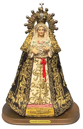 Figura Virgen Esperanza Macarena. Estatua de la Virgen Hecha con Resina Pintada a Mano. A Elegir 25.5 o 30 cm. Figura Religiosa para Regalar. Decoración Religiosa y del Hogar (30cm)