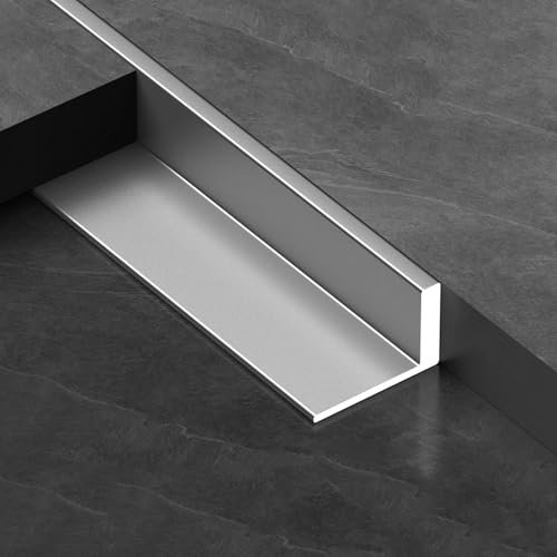 WJYWX Edge Protection L-profile Tile Rail, Long 90CM*3 Tile Edging Profile Tile Edging Strip For Ceramic Tiles, Floors, Paneling(Matte Silver,10mmx90cm)