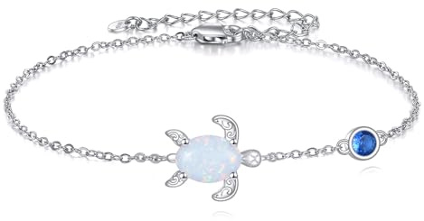 URONE Schildkröten Armband 925 Sterling Silver Opal Meeres Schildkröten Armband Ozean Strand Hawaiianischer Meeres Schmuck, Geschenke für Frauen