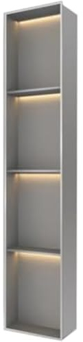 Niche de Douche, Étagère de douche encastrée en acier inoxydable à LED pour salle de bain, étagère de rangement murale, finition grise de qualité supérieure (120 x 28 x 12,5 cm) pour une gestion effic