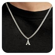 SEFORICO Initialhalskette Herren - personalisierte Halskette für Freund/Brother/Sohn, Geburtstagsgeschenk/Weihnachten Männer, Kubaner-Kette, Jungenartikel, Herrenjuwel, 4mm 50cm