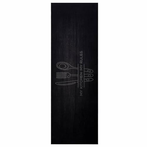 vidaXL Küchen Teppich Besteck Schwarz 180 x 60 cm Samt