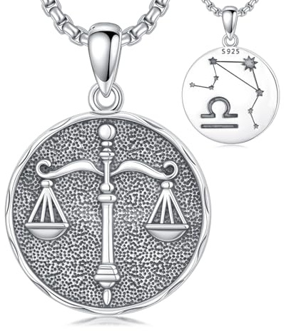 PROESS Libra Necklace 925 Sterling Silver Zodiac Sign Necklace Constellation Pendant Libra Zodiac Jewelry Birthday Gifts for Men Women Christmas