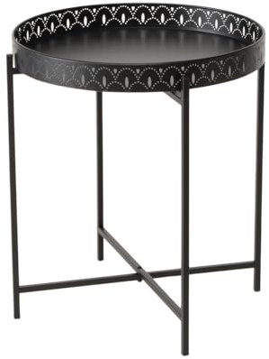 Meinposten Beistelltisch Dekotisch Tabletttisch rund schwarz Metalltisch 45x40 cm