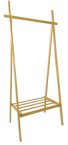 Riess Ambiente Garderobenständer Zen-BO 160cm - Natur - Bambusholz klappbar | praktische Kleiderstange, untere Ablage, pflegeleichte Oberfläche, puristisches Design, für Flur