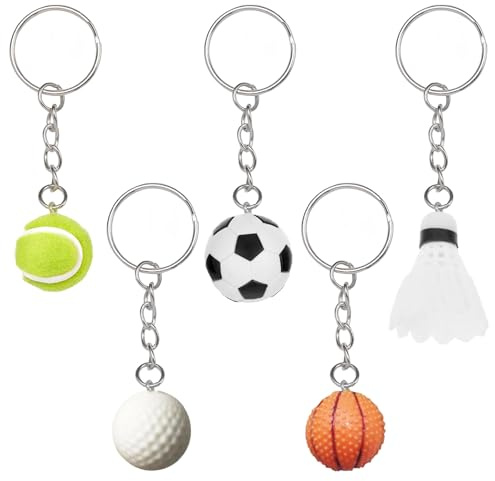 5 mini porte-clés ballons, football, golf, basket-ball, porte-clés cadeaux, mini pendentifs football, mini balles de tennis, boules de badminton, Pour les collectionneurs ou à offrir.