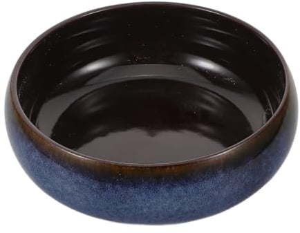 HOMSFOU Hydroponischer Keramik Blumentopf in Blau, Runde Retro Schale | Großes Volumen für Wasserpflanzen, Leicht zu Reinigen, Keramikschale Garten