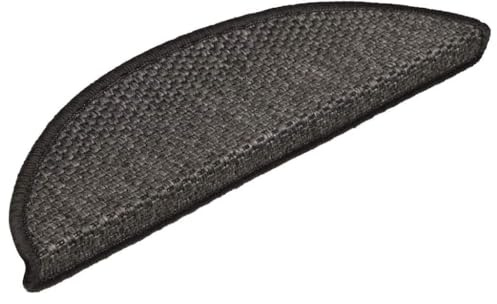 QJBSAVVA 15er Set Treppenmatten Selbstklebend Anthrazit - Stufenmatten Sisal-Optik 56x17x3 cm - Rutschfester Treppenteppich Treppenschutz für Innenbereich Schalldämmend Waschbar