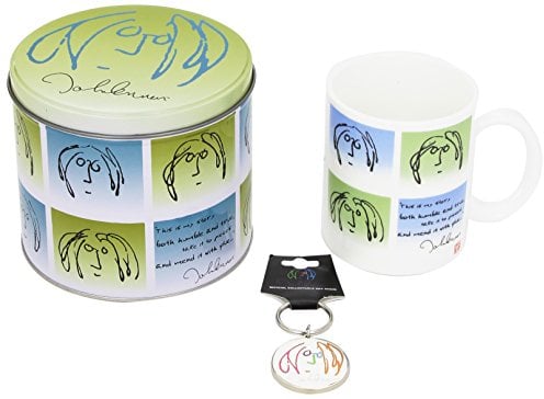 Geschenkset John Lennon ( Geschenkdose, Tasse, Schlüsselanhänger ) im This is My Story Album Design
