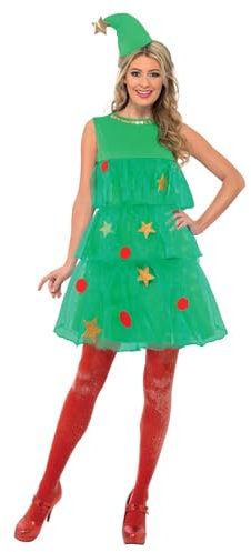 SMIFFYS Costume Albero di Natale, Verde, con abito e cappello