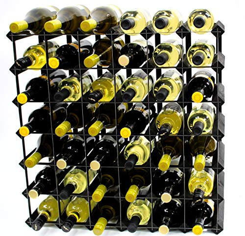 Classic 42 Bottle Wine Rack, Black Stained Wood and Black Metal | Ready Assembled