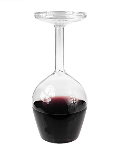 Monsterzeug Umgedrehtes Weinglas 375 ml, Rotweinglas Upside Down, Umgekehrtes Wein-Glas, Geschenk für Weintrinker, Weingeschenk, Scherzartikel