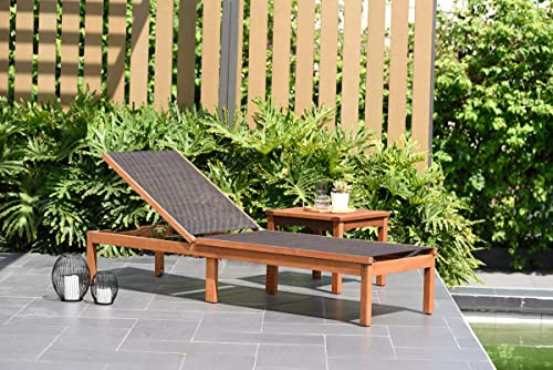 Amazonia Chaise - Sedia a sdraio in legno di eucalipto, ideale per esterni e a bordo piscina, colore: marrone