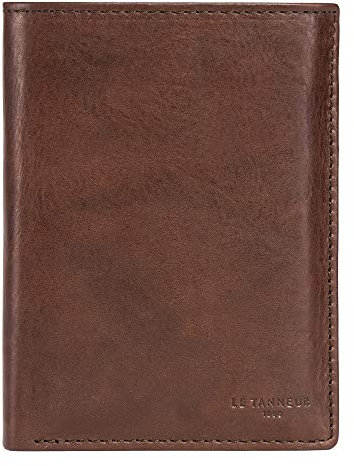 Le Tanneur, grand portefeuille vertical, en cuir huilé, Gary, homme, 2 poches plates, 3 poches ID, poche monnaie zippée, 2 poches billets, 6 compartiments cartes, accessoire métallique finition argent