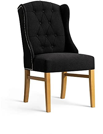 Moderner Stuhl Rise Polsterstuhl Esszimmerstuhl Füße aus Holz in der Farbe Nuss (Schwarz)