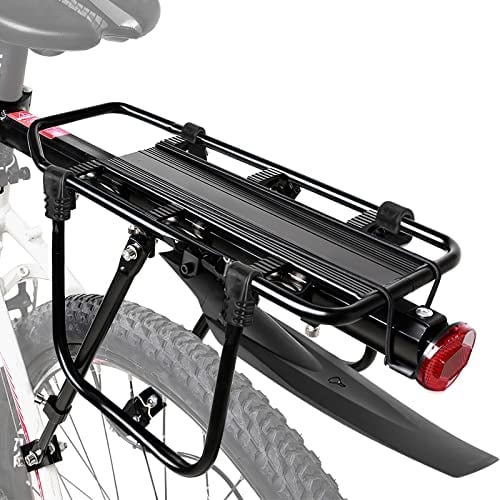 SPGOOD Universal Bike Rear Rack,Porte Bagage VTT arrière réglable,Universel Installation Rapide Noir,Réglable Porte-Bagages Velo Transporteur Tige de Selle avec Réflecteur Aile pour Vélos de VTT,Velo