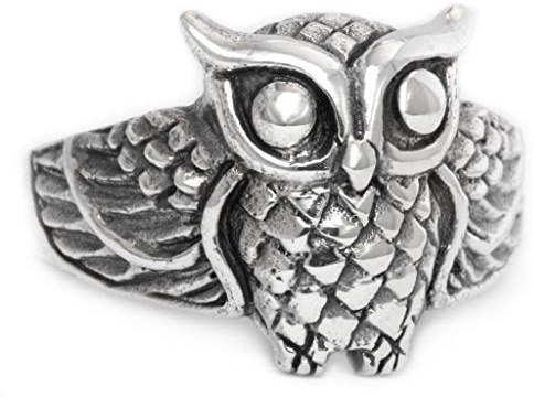 Windalf Eulen-Ring Amira 14 mm Fliegende Eule Glücksring Vintage 925 Sterling Silber
