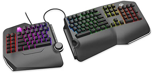 Cloud Nine C989M Ergonomic Mechanical Keyboard for PC - Kailh Tactile Brown Switches - RGB Light Up LED Backlit with USB - Ergo Split Key Board with Macro
