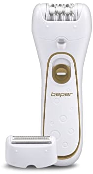 BEPER 3BEPI001 - Depiladora 2en1, Funcionamiento con cable o recargable, Plug&Play, Dos cabezales, Dos velocidades, Afeitadora y Silk-épil, Depilación rápida, Luz, Funda y cepillo incluidos