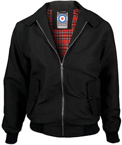 Location Tartan Lining Harrington Jacket (Black, 3XL 52-54)
