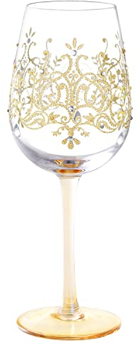 NymphFable Verre à Vin Peint à la Main Couronne Dorée Verre Vin Rouge 42cl Cadeau Mariage Saint Valentin