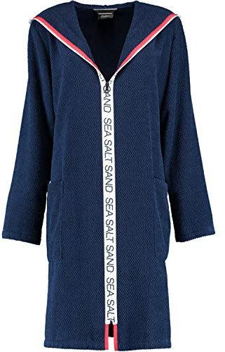 Cawö Home Bademäntel Damen Reißverschluss mit Kapuze Sea Salt Sand 3101 navy - 133 S