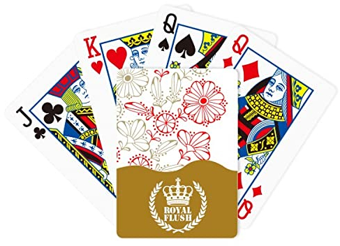 Royal Flush Pokerspiel, rote Blumen, Gras, dekoratives Kartenspiel