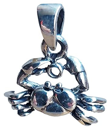 Silber Anhänger Krebs 925 er Sterling Tier Zangen Wasser Sternzeichen Strand Schmuck Frauen Herren