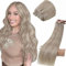 LaaVoo 55cm Haartressen Echthaar Zum Einnähen Blond Sew in Weft Hair Extensions Echthaar Aschblond Highlight Platinblond Extensions Tressen Echthaar Lang #P19/60 100g